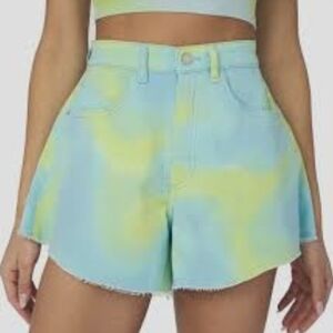 WeWoreWhat White Denim Flare Bell High-Waist Shorts - 27